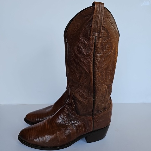 Vintage Dan Post‎ Men's TEJU Lizard Cowboy Boots Brown Size 7.5 D -  1706 - Picture 7 of 16
